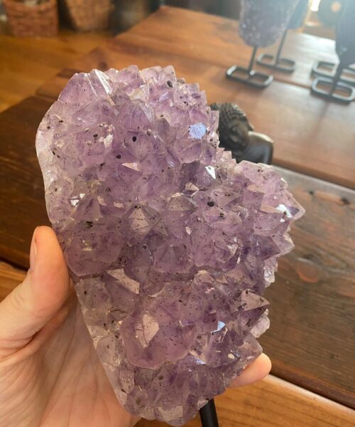 Alternative view of HUGE / Large Premium High Grade Amethyst Druzy 26 Geode Cluster Piece on Iron Base 1.649g H23xW13xD6cm