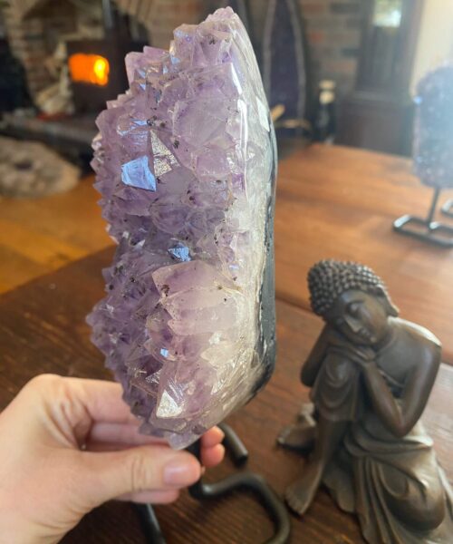 HUGE / Large Premium High Grade Amethyst Druzy 26 Geode Cluster Piece on Iron Base 1.649g H23xW13xD6cm - Image 9