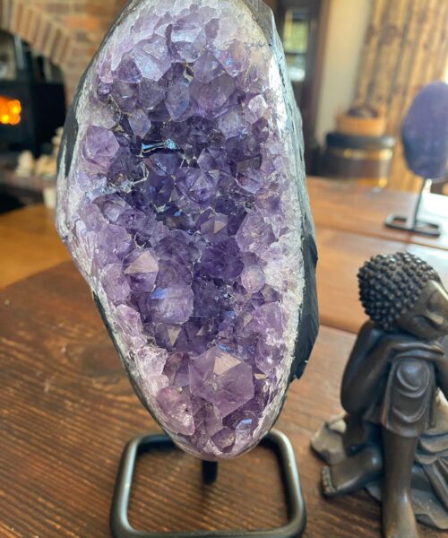 HUGE / Large Premium High Grade Amethyst Druzy 30 Geode Cluster Piece on Iron Base 2.057g H22xW11xD12cm