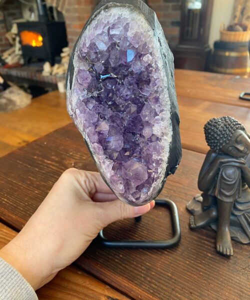 HUGE / Large Premium High Grade Amethyst Druzy 30 Geode Cluster Piece on Iron Base 2.057g H22xW11xD12cm - Image 8