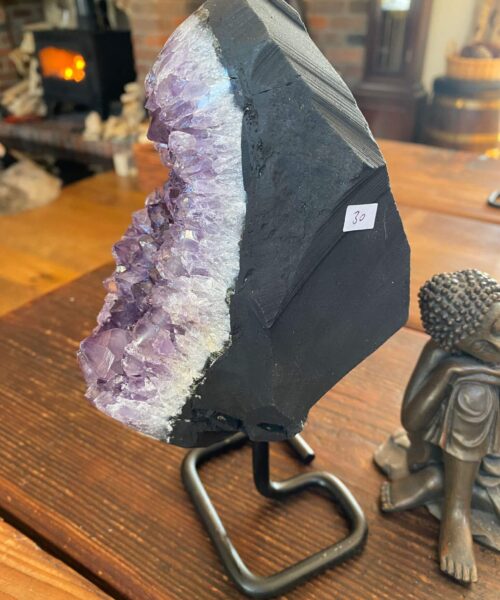 HUGE / Large Premium High Grade Amethyst Druzy 30 Geode Cluster Piece on Iron Base 2.057g H22xW11xD12cm - Image 7