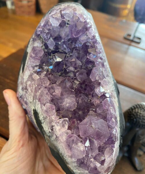 Alternative view of HUGE / Large Premium High Grade Amethyst Druzy 30 Geode Cluster Piece on Iron Base 2.057g H22xW11xD12cm