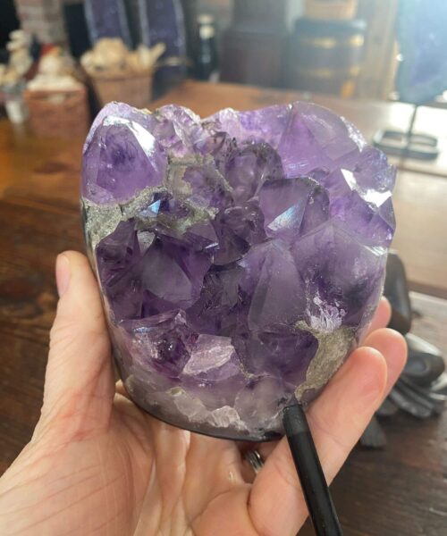 Large Premium High Grade Amethyst Druzy 31 Geode Cluster Piece on Iron Base 1.121g H18xW9xD7cm - Image 3