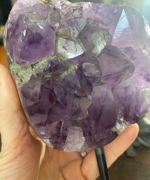 Large Premium High Grade Amethyst Druzy 31 Geode Cluster Piece on Iron Base 1.121g H18xW9xD7cm - Image 5