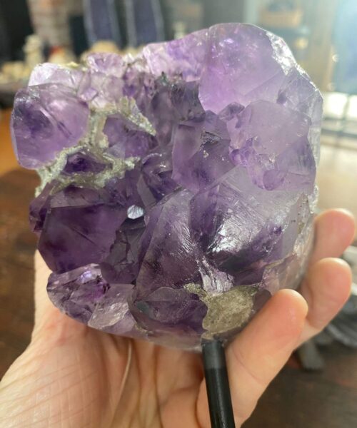 Large Premium High Grade Amethyst Druzy 31 Geode Cluster Piece on Iron Base 1.121g H18xW9xD7cm - Image 4