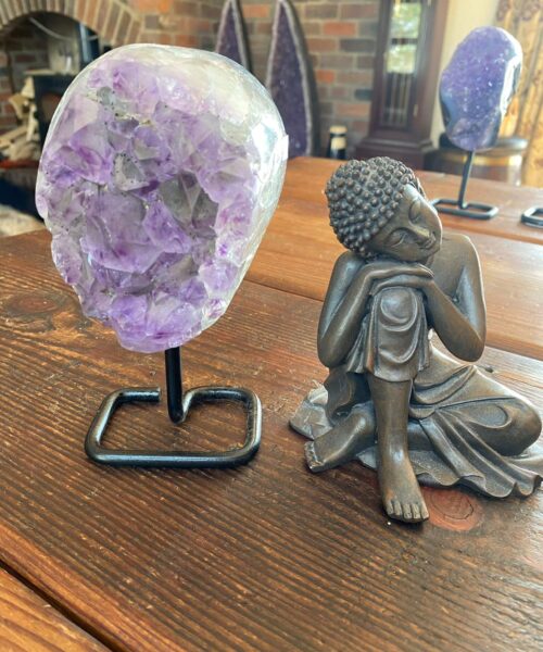 Large Premium High Grade Amethyst Druzy 35 Geode Cluster Piece on Iron Base 932g H16xW9xD6cm - Image 11