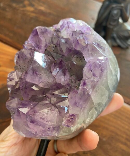 Large Premium High Grade Amethyst Druzy 35 Geode Cluster Piece on Iron Base 932g H16xW9xD6cm - Image 4