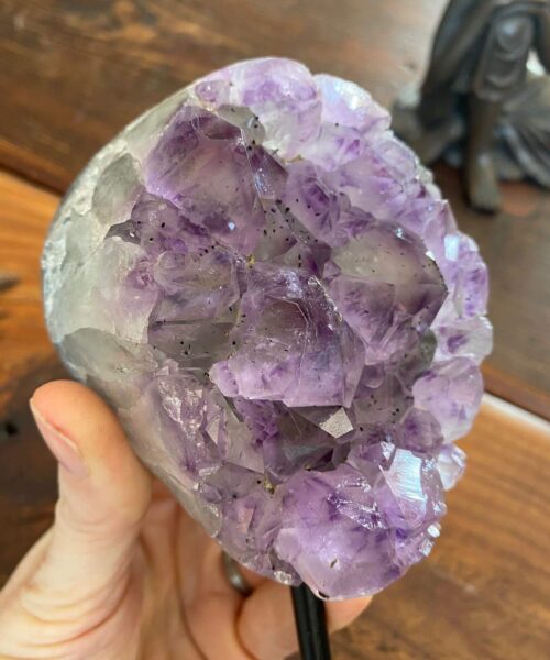 Large Premium High Grade Amethyst Druzy 35 Geode Cluster Piece on Iron Base 932g H16xW9xD6cm - Image 3