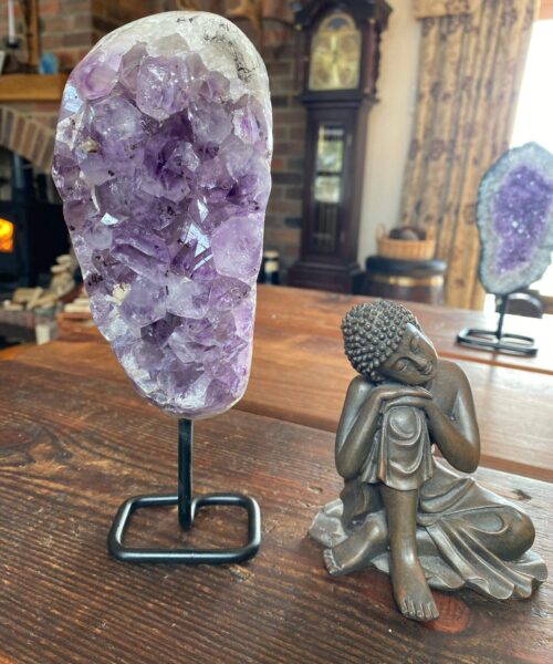 HUGE / Large Premium High Grade Amethyst Druzy 36 Geode Cluster Piece on Iron Base 1.504g H23xW8xD7.5cm - Image 10