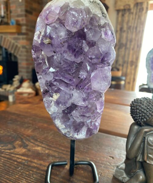 HUGE / Large Premium High Grade Amethyst Druzy 36 Geode Cluster Piece on Iron Base 1.504g H23xW8xD7.5cm