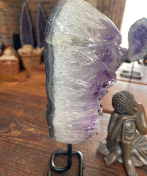 HUGE / Large Premium High Grade Amethyst Druzy 36 Geode Cluster Piece on Iron Base 1.504g H23xW8xD7.5cm - Image 5