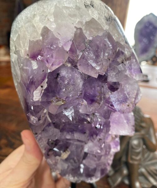 HUGE / Large Premium High Grade Amethyst Druzy 36 Geode Cluster Piece on Iron Base 1.504g H23xW8xD7.5cm - Image 4