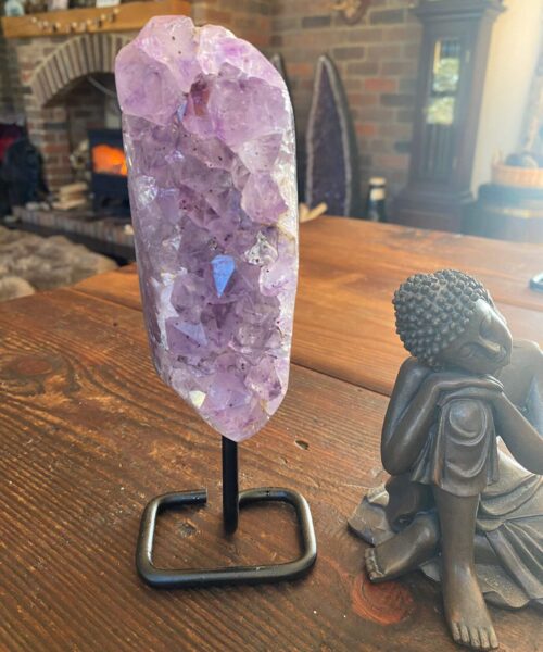 Premium High Grade Amethyst Druzy 37 Geode Cluster Piece on Iron Base 1.081g H20xW6xD9cm - Image 10