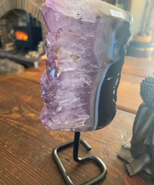 Premium High Grade Amethyst Druzy 37 Geode Cluster Piece on Iron Base 1.081g H20xW6xD9cm - Image 8