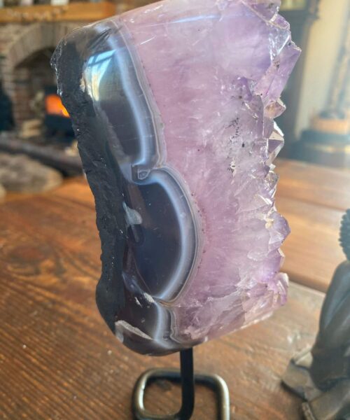 Premium High Grade Amethyst Druzy 37 Geode Cluster Piece on Iron Base 1.081g H20xW6xD9cm - Image 6