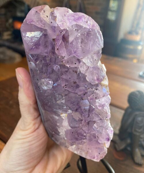Premium High Grade Amethyst Druzy 37 Geode Cluster Piece on Iron Base 1.081g H20xW6xD9cm - Image 5