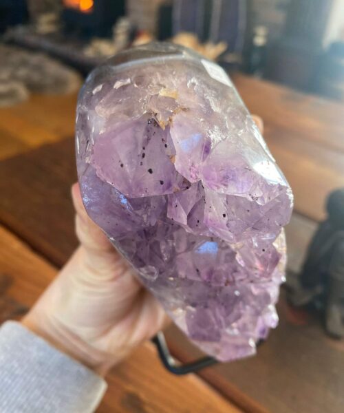 Premium High Grade Amethyst Druzy 37 Geode Cluster Piece on Iron Base 1.081g H20xW6xD9cm - Image 4