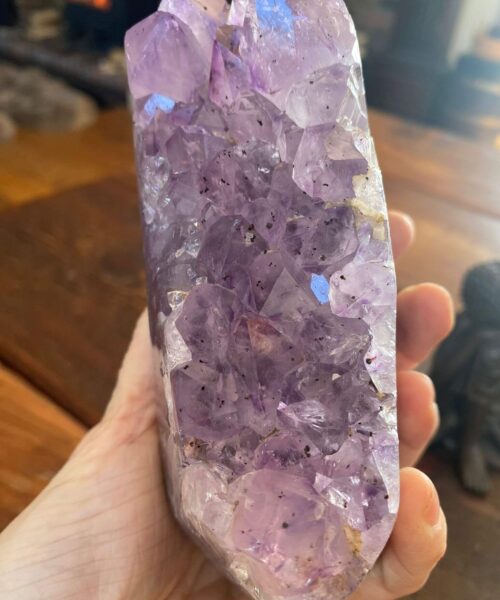 Premium High Grade Amethyst Druzy 37 Geode Cluster Piece on Iron Base 1.081g H20xW6xD9cm - Image 3