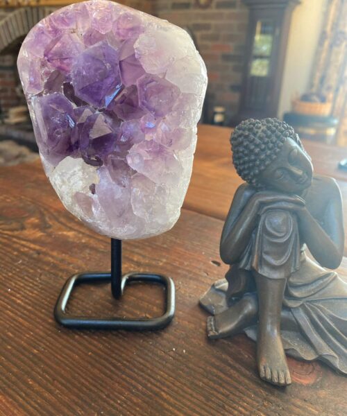 Large Premium High Grade Amethyst Druzy 38 Geode Cluster Piece on Iron Base 1.107g H17xW10xD9cm - Image 13