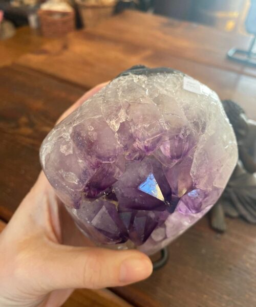 Large Premium High Grade Amethyst Druzy 38 Geode Cluster Piece on Iron Base 1.107g H17xW10xD9cm - Image 4