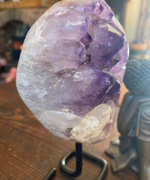 Large Premium High Grade Amethyst Druzy 38 Geode Cluster Piece on Iron Base 1.107g H17xW10xD9cm - Image 8