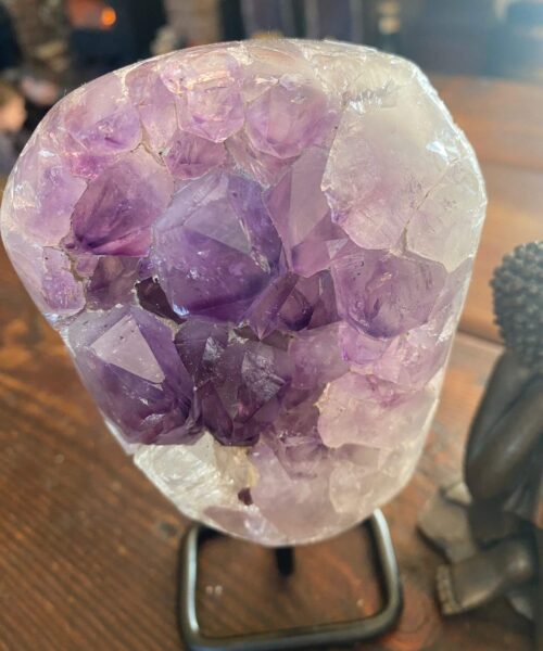 Large Premium High Grade Amethyst Druzy 38 Geode Cluster Piece on Iron Base 1.107g H17xW10xD9cm - Image 6