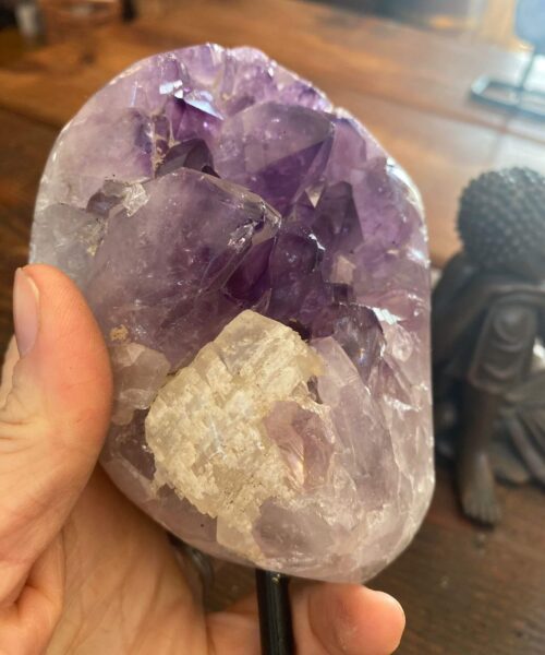 Large Premium High Grade Amethyst Druzy 38 Geode Cluster Piece on Iron Base 1.107g H17xW10xD9cm - Image 5