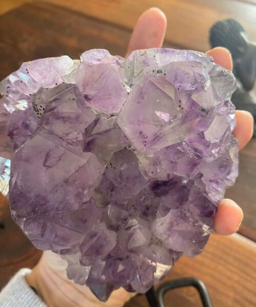 Large Premium High Grade Amethyst Druzy 39 Geode Cluster Piece on Iron Base 1.118g H19xW11.5xD10cm - Image 3