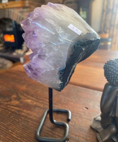 Large Premium High Grade Amethyst Druzy 39 Geode Cluster Piece on Iron Base 1.118g H19xW11.5xD10cm - Image 8