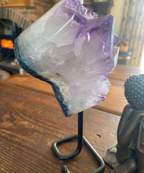 Large Premium High Grade Amethyst Druzy 39 Geode Cluster Piece on Iron Base 1.118g H19xW11.5xD10cm - Image 6