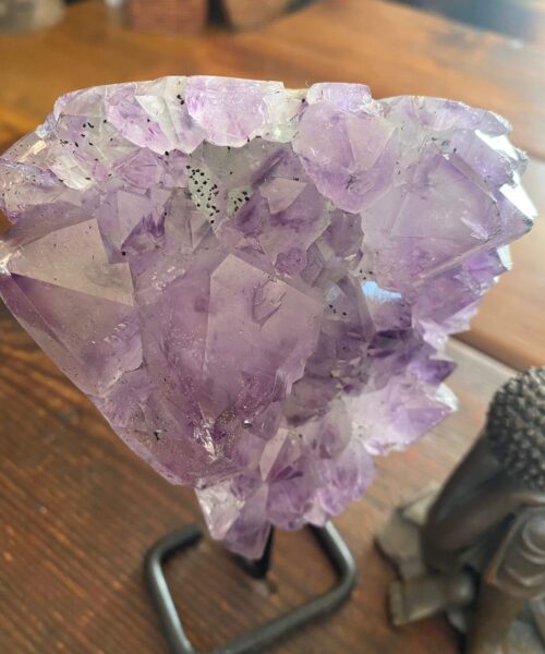 Large Premium High Grade Amethyst Druzy 39 Geode Cluster Piece on Iron Base 1.118g H19xW11.5xD10cm - Image 5