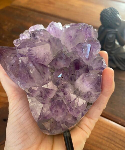 Large Premium High Grade Amethyst Druzy 39 Geode Cluster Piece on Iron Base 1.118g H19xW11.5xD10cm - Image 4