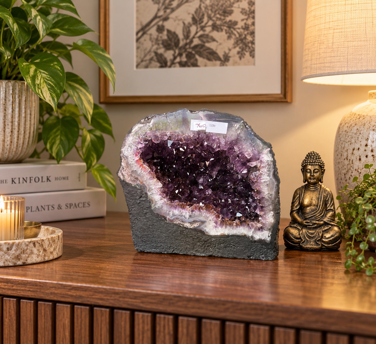 Amethyst Crystal Geode 760 Premium Queen Grade 7.03kg H18xW21xD16cm