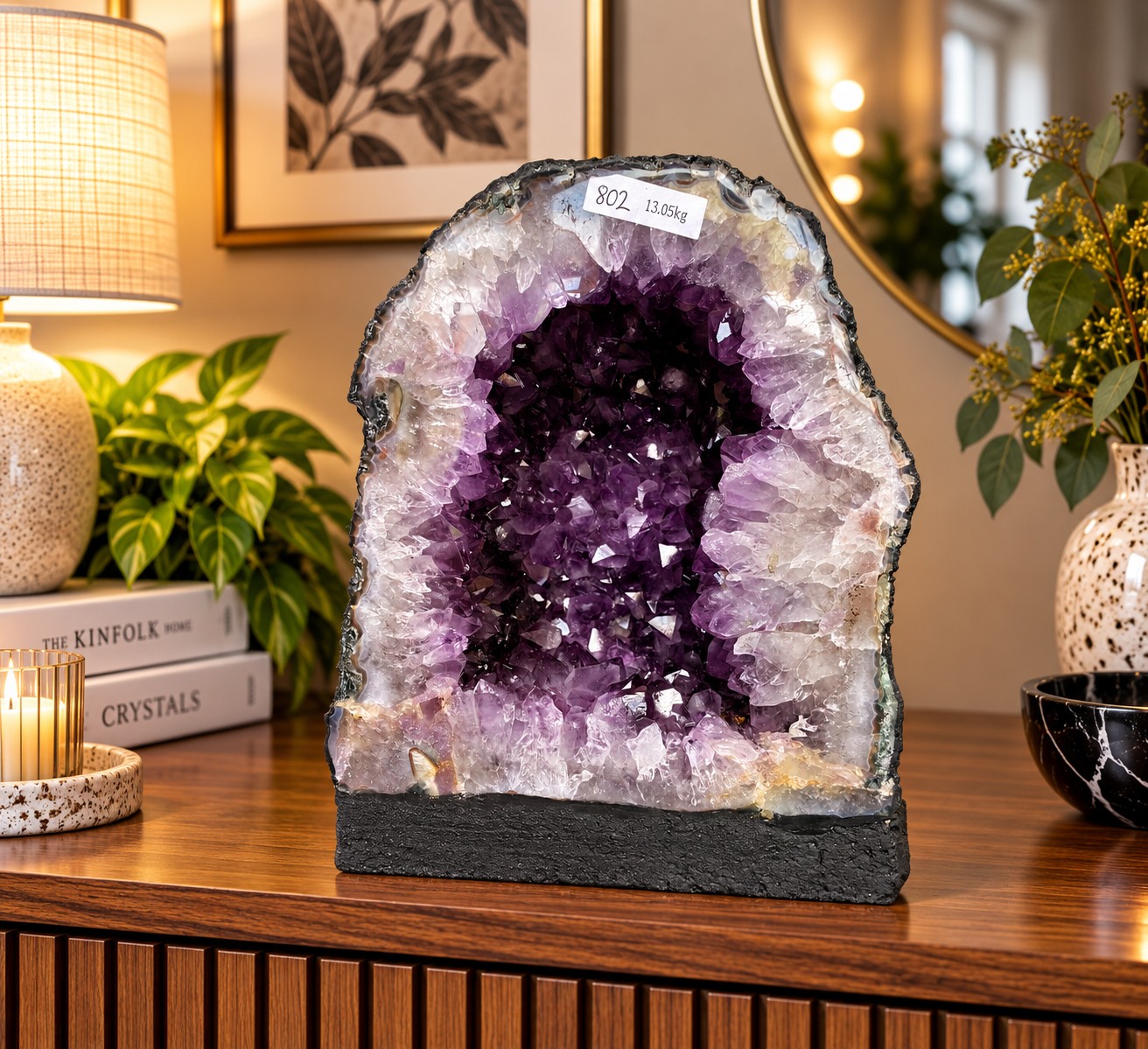 Amethyst Crystal Geode 802 Premium Queen Grade 13.05kg H27xW23xD17cm