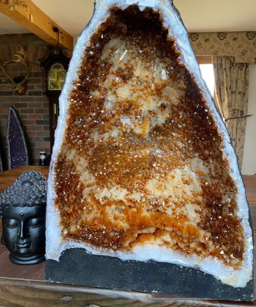 Tall Citrine Geode 388 Crystal Cluster Druzy Premium Grade 24.24kg H48xW36xD22cm - Image 21