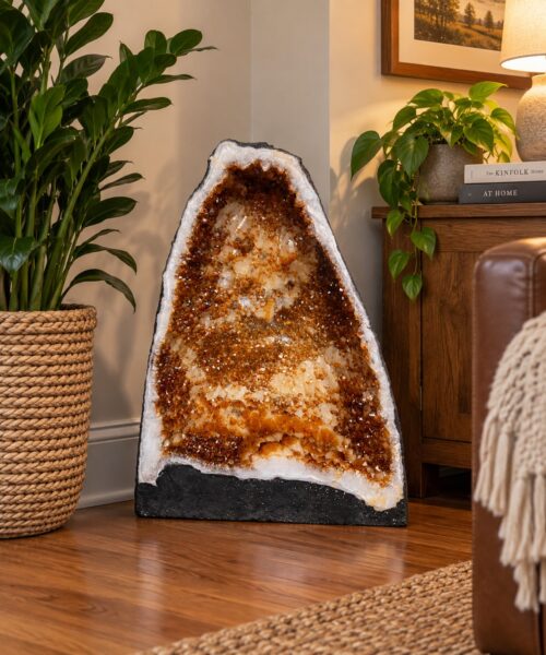 Tall Citrine Geode 388 Crystal Cluster Druzy Premium Grade 24.24kg H48xW36xD22cm