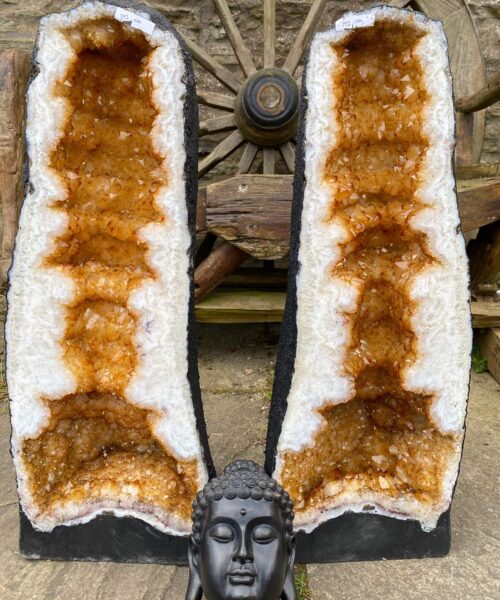 Tall Citrine Geode PAIR 392 & 393 Crystal Cluster Druzy Premium Grade 40kg each H66xW26xD20cm - Image 16