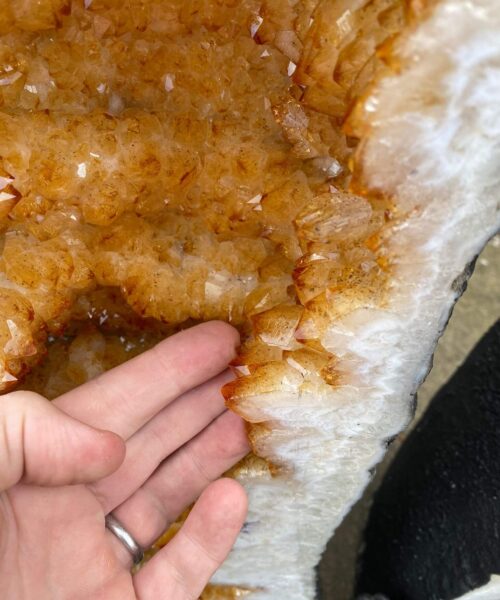 Tall Citrine Geode PAIR 392 & 393 Crystal Cluster Druzy Premium Grade 40kg each H66xW26xD20cm - Image 5
