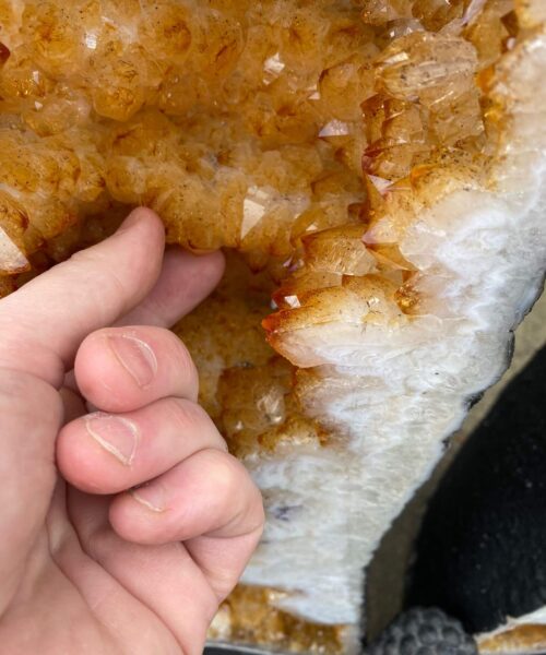 Tall Citrine Geode PAIR 392 & 393 Crystal Cluster Druzy Premium Grade 40kg each H66xW26xD20cm - Image 4