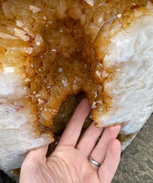 Tall Citrine Geode PAIR 392 & 393 Crystal Cluster Druzy Premium Grade 40kg each H66xW26xD20cm - Image 3