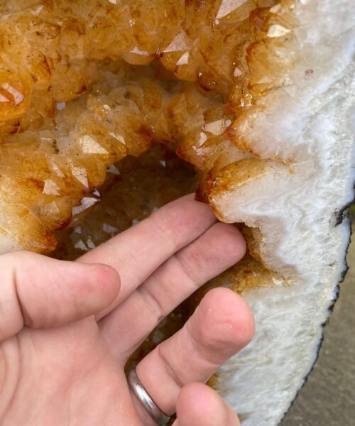 Alternative view of Tall Citrine Geode PAIR 392 & 393 Crystal Cluster Druzy Premium Grade 40kg each H66xW26xD20cm