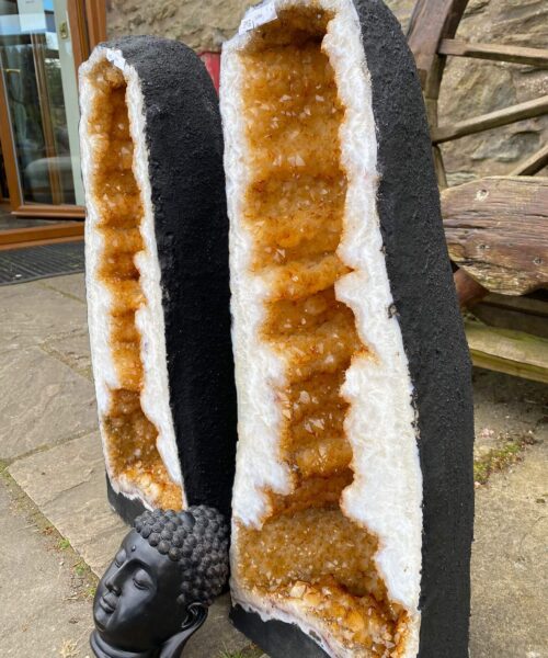 Tall Citrine Geode PAIR 392 & 393 Crystal Cluster Druzy Premium Grade 40kg each H66xW26xD20cm - Image 14
