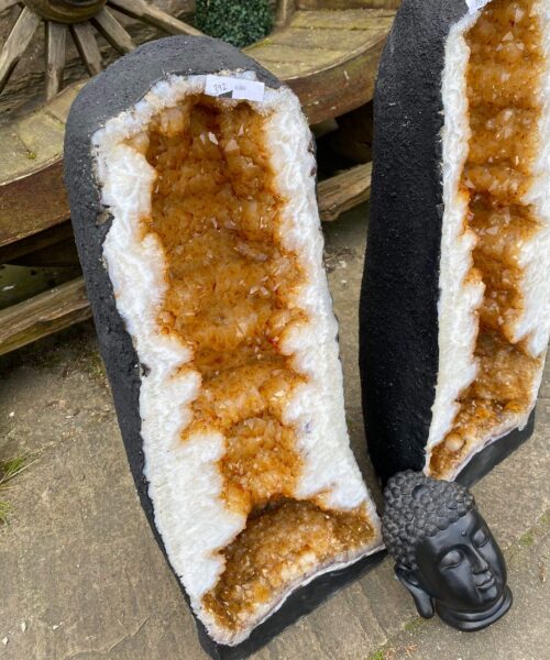 Tall Citrine Geode PAIR 392 & 393 Crystal Cluster Druzy Premium Grade 40kg each H66xW26xD20cm - Image 13
