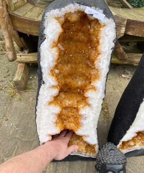Tall Citrine Geode PAIR 392 & 393 Crystal Cluster Druzy Premium Grade 40kg each H66xW26xD20cm - Image 12