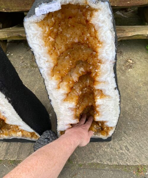 Tall Citrine Geode PAIR 392 & 393 Crystal Cluster Druzy Premium Grade 40kg each H66xW26xD20cm - Image 11