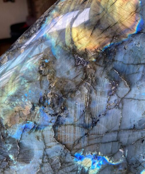 HUGE Blue Labradorite Freeform 29 Self Standing Healing Crystal Natural Polished Crystal Gem 4.207kg – H21xW20xD5cm - Image 3