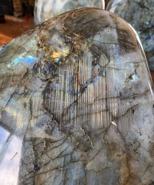 Alternative view of HUGE Blue Labradorite Freeform 29 Self Standing Healing Crystal Natural Polished Crystal Gem 4.207kg – H21xW20xD5cm