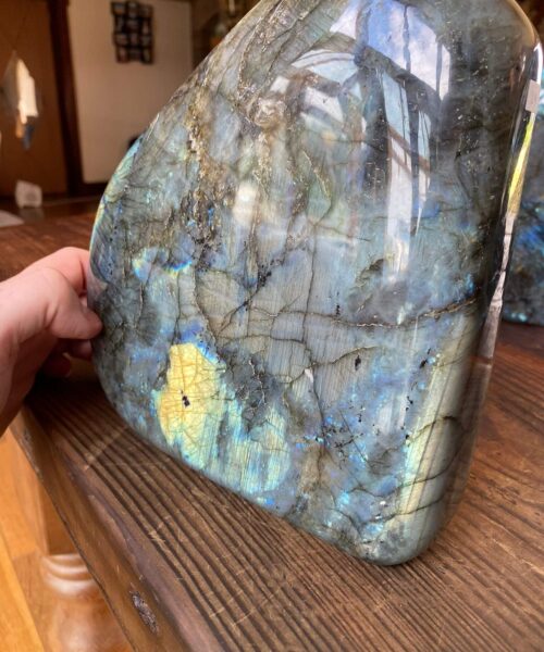 HUGE Blue Labradorite Freeform 29 Self Standing Healing Crystal Natural Polished Crystal Gem 4.207kg – H21xW20xD5cm - Image 11