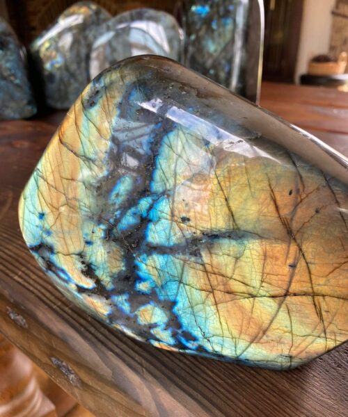 Alternative view of HUGE Blue Labradorite Freeform 33 Self Standing Healing Crystal Natural Polished Crystal Gem 3.736g – H19xW15xD9cm
