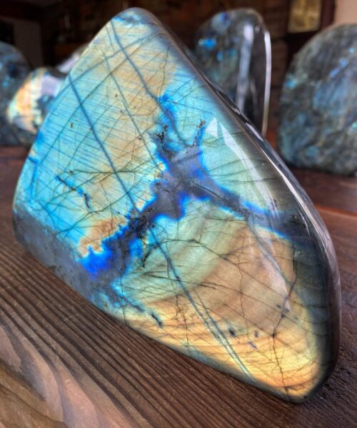 Alternative view of HUGE Blue Labradorite Freeform 34 Self Standing Healing Crystal Natural Polished Crystal Gem 3.150g – H18xW16xD8cm